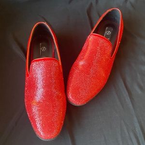 Nelly Bernal Disco Queen Red Rhinestone Loafers